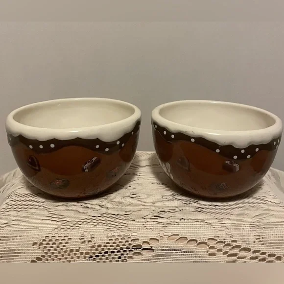 Got Chocolate? 2 Ceramic Bowl Brown White Chocolate Candies Snacks Ice Cream NWT - Picture 4 of 9